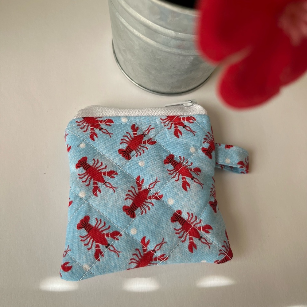 Lobster Print Quilted Pouch